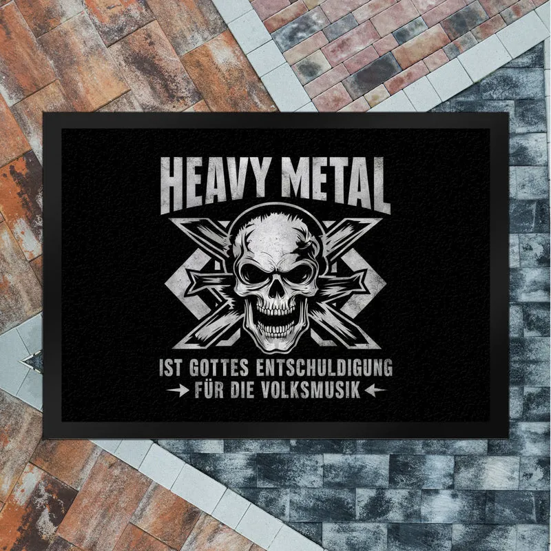 Heavy Metal statt Volksmusik Fußmatte in 35x50 cm mit Totenkopf