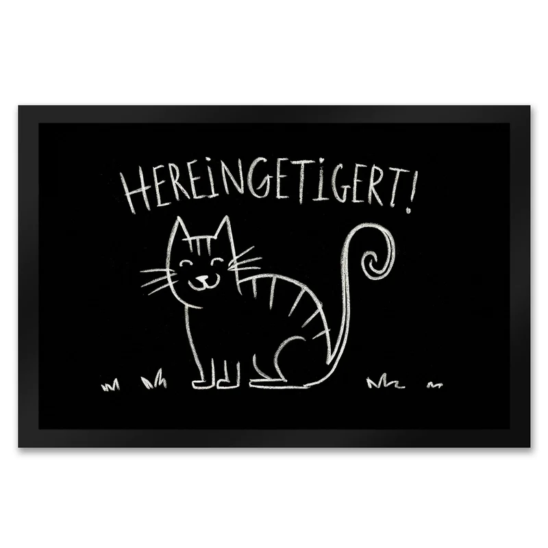 Hereingetigert! Fußmatte in 35x50 cm mit lächelnder Katze