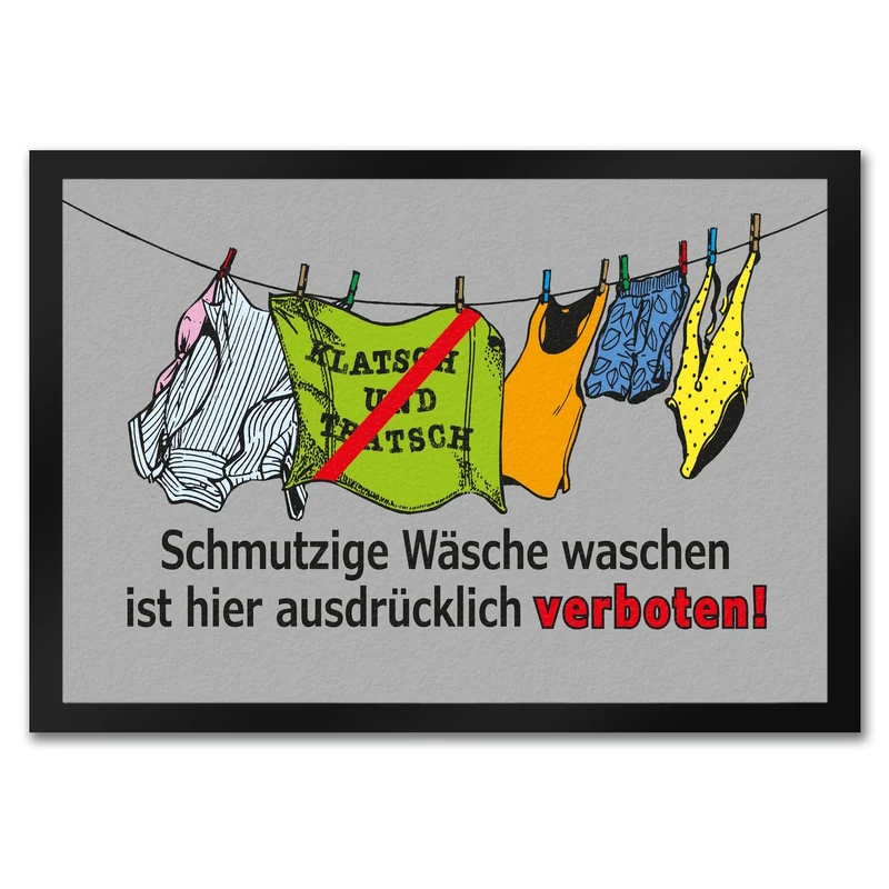 Klatsch und Tratsch Fußmatte in 35x50 cm mit Spruch: Tratsch und Klatsch verboten!