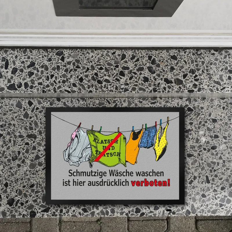 Klatsch und Tratsch Fußmatte in 35x50 cm mit Spruch: Tratsch und Klatsch verboten!