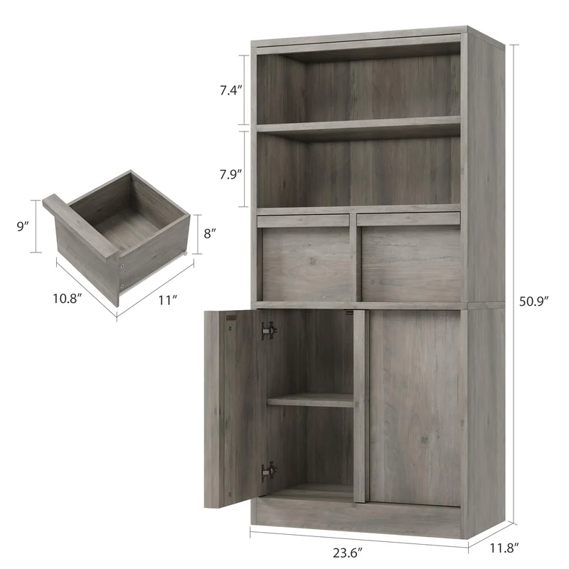 Garvee Mobiletto Alto per Bagno con Ante e 2 Cassetti, Organizzatore 130 cm H, MDF Verniciato, Resistente all'Acqua e Antiribaltamento, Bianco, Multiuso