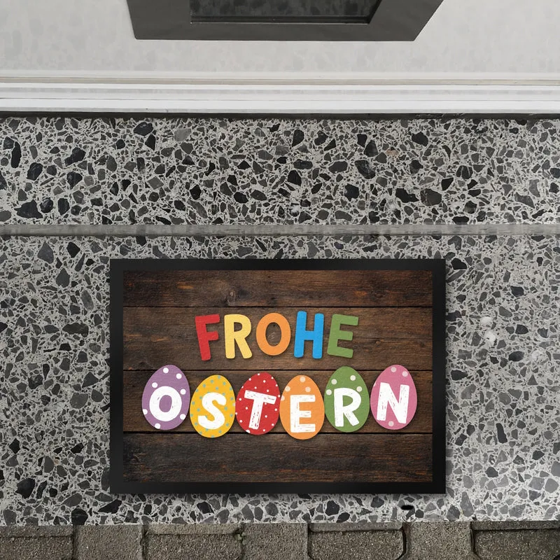 Fröhliche Ostern Fußmatte in 35x50 cm mit bunten Eiern