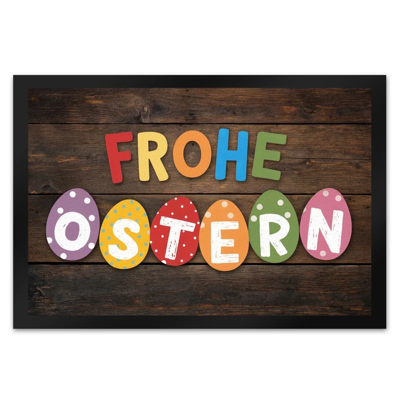 Fröhliche Ostern Fußmatte in 35x50 cm mit bunten Eiern