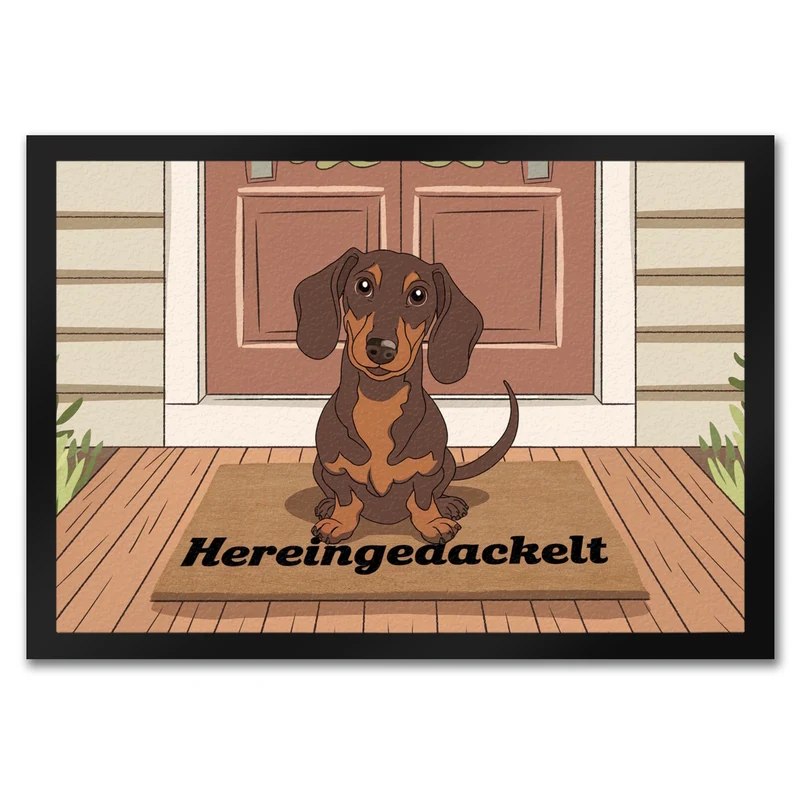 Hereingedackelt Dackel Fußmatte in 35x50 cm für Dackel-Liebhaber