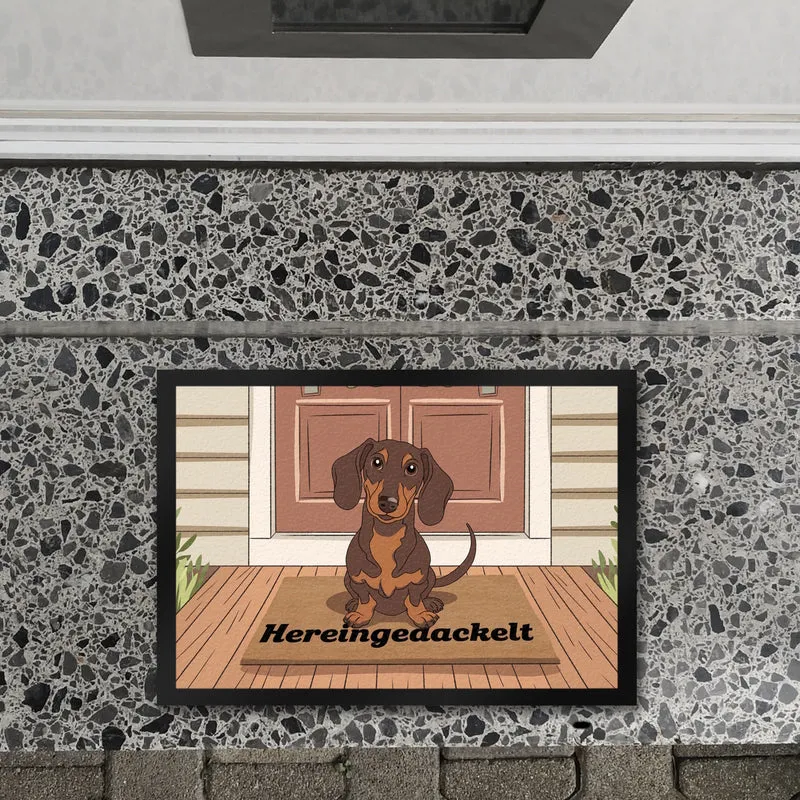 Hereingedackelt Dackel Fußmatte in 35x50 cm für Dackel-Liebhaber