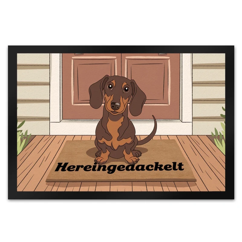 Hereingedackelt Dackel Fußmatte in 35x50 cm für Dackel-Liebhaber