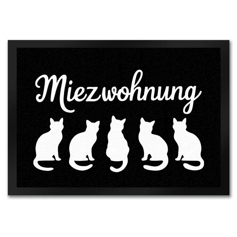 Miezwohnung Katzen Silhouetten Fußmatte in 35x50 cm für Katzenfans