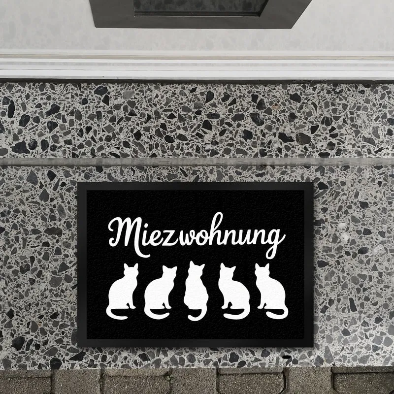 Miezwohnung Katzen Silhouetten Fußmatte in 35x50 cm für Katzenfans