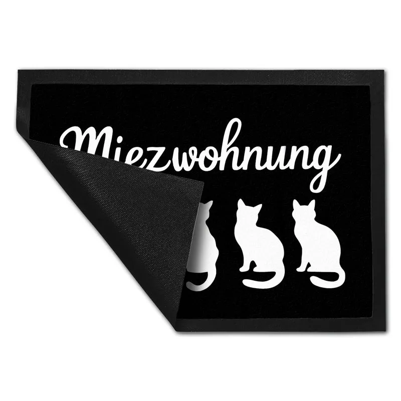 Miezwohnung Katzen Silhouetten Fußmatte in 35x50 cm für Katzenfans