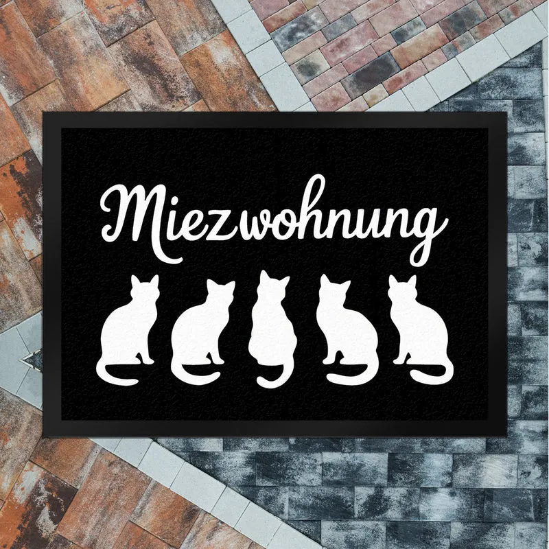 Miezwohnung Katzen Silhouetten Fußmatte in 35x50 cm für Katzenfans