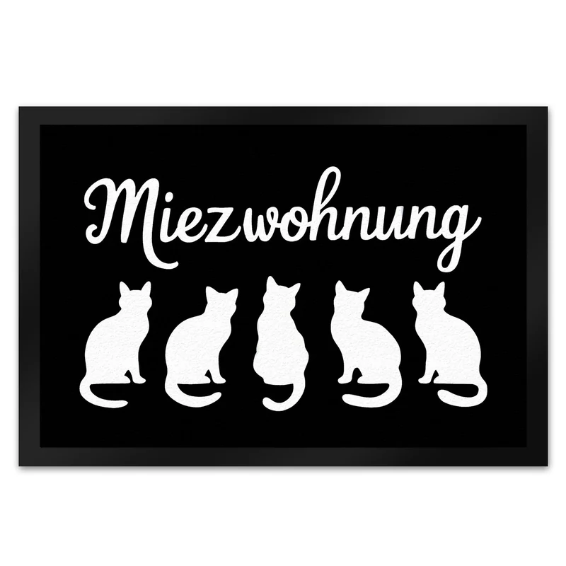 Miezwohnung Katzen Silhouetten Fußmatte in 35x50 cm für Katzenfans