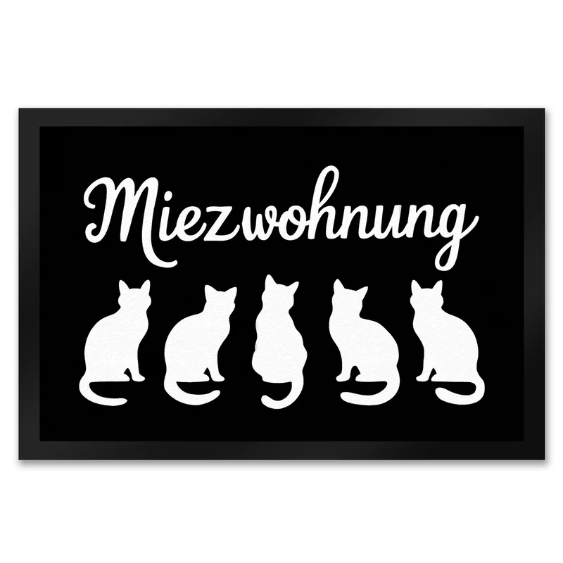 Miezwohnung Katzen Silhouetten Fußmatte in 35x50 cm für Katzenfans