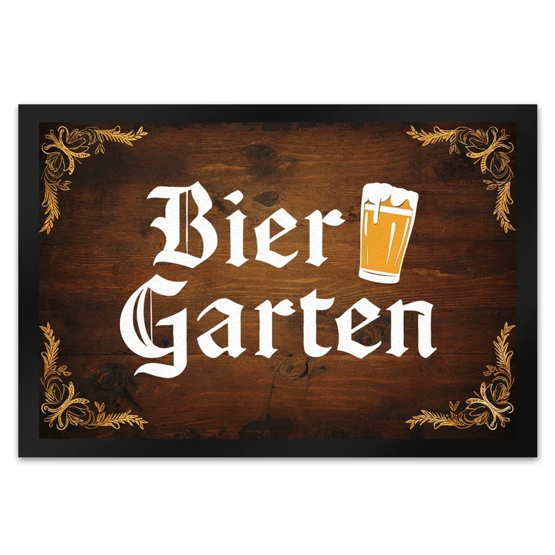 Biergarten Fußmatte in 35x50 cm im rustikalen Holz-Look