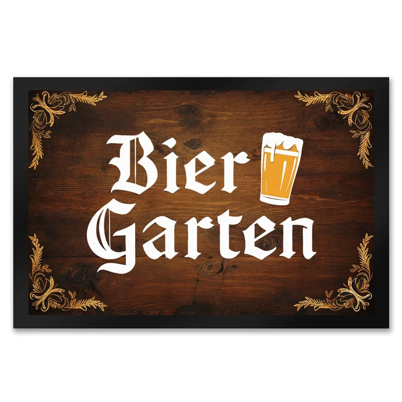 Biergarten Fußmatte in 35x50 cm im rustikalen Holz-Look