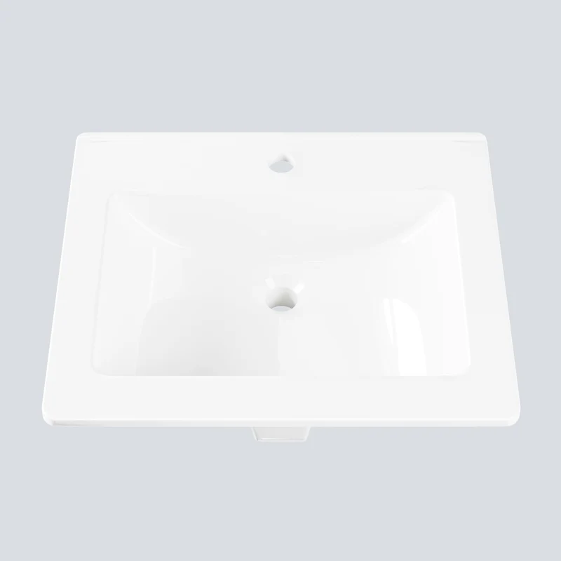 Lavabo da Bagno Semi-Incastrato in Ceramica Garvee, Design Moderno Salvaspazio, 54x45x16.9 cm, Bianco, Foro Singolo