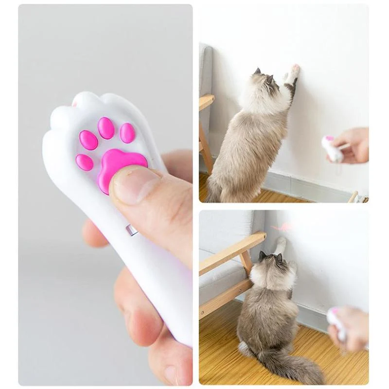 PurrPlay USB Oppladbart Katt Laserleketøy – Interaktivt LED Lys med 4 Mønstre | Luvikno