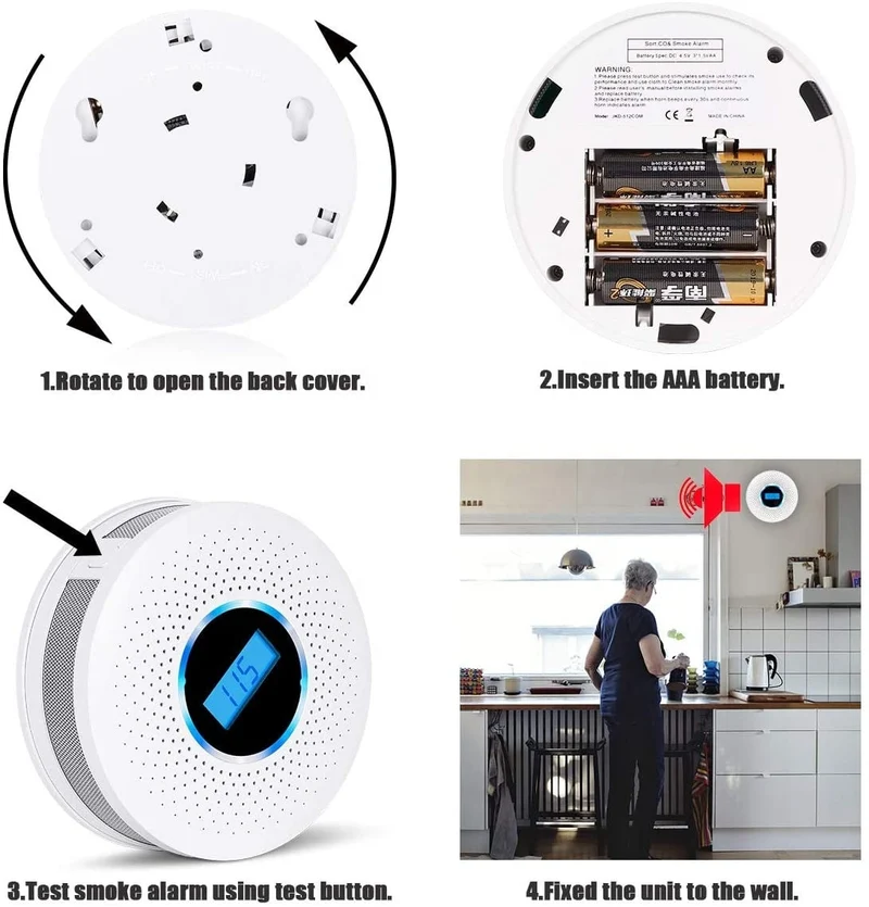 CombiSafe Røyk- og Karbonmonoksid Detector med Langvarig Batteri | Luvikno