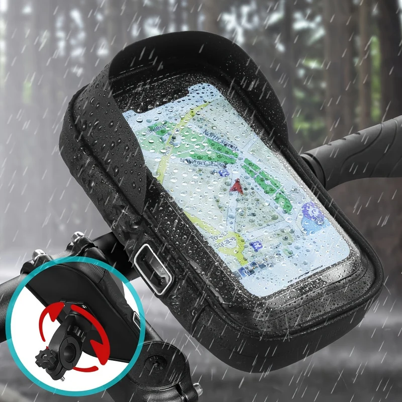 Vanntett telefonholder for sykkel og motorsykkel – 360° roterbar og egnet for 4.5–6.4 tommer | Luvikno