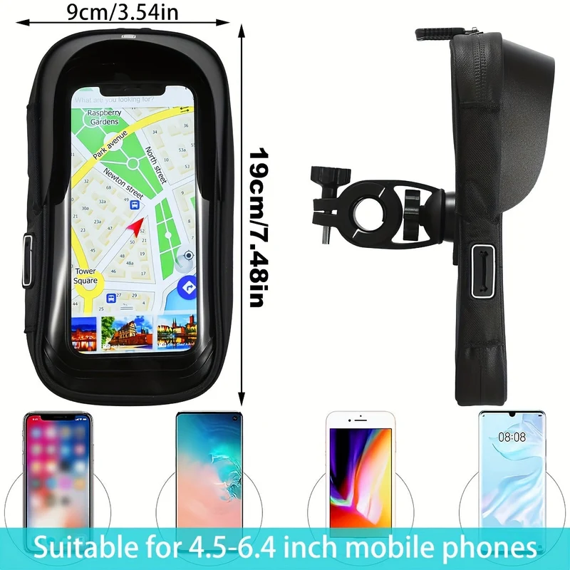 Vanntett telefonholder for sykkel og motorsykkel – 360° roterbar og egnet for 4.5–6.4 tommer | Luvikno