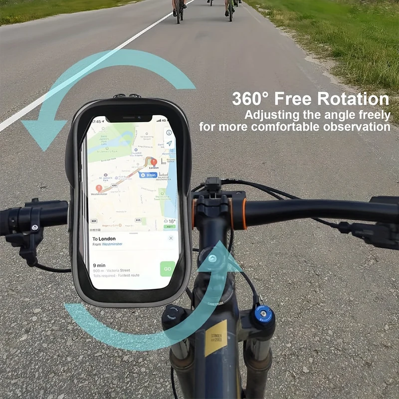 Vanntett telefonholder for sykkel og motorsykkel – 360° roterbar og egnet for 4.5–6.4 tommer | Luvikno