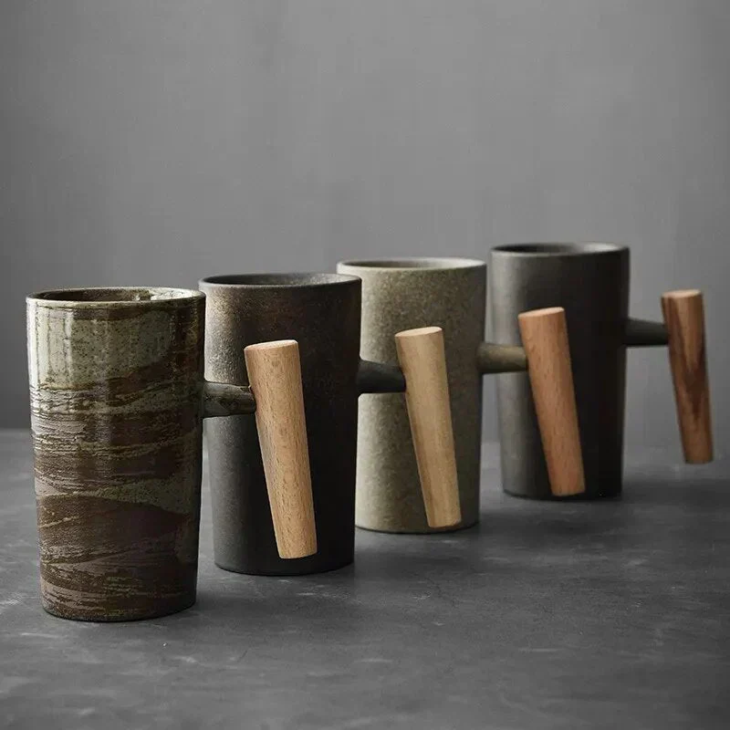 ScandiSip Keramisk Kopp – Minimalistisk Skandinavisk Design med Treskaft | Luvikno