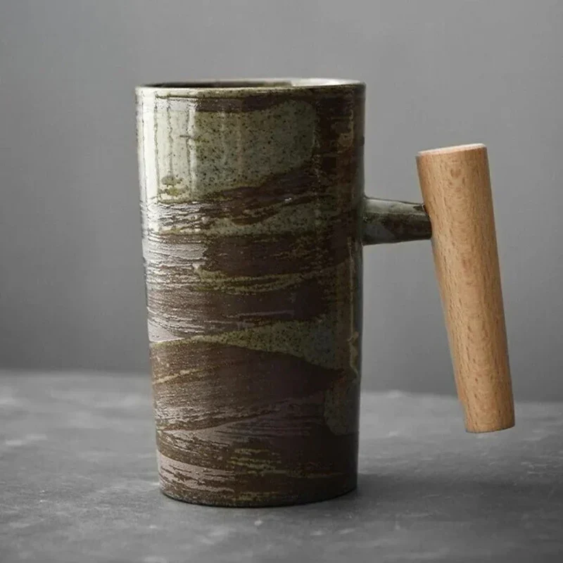 ScandiSip Keramisk Kopp – Minimalistisk Skandinavisk Design med Treskaft | Luvikno