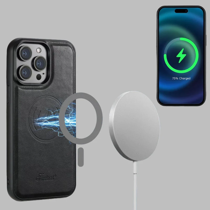 LuxCase lærveske med kortlomme og stativ – Passer for iPhone | Luvikno