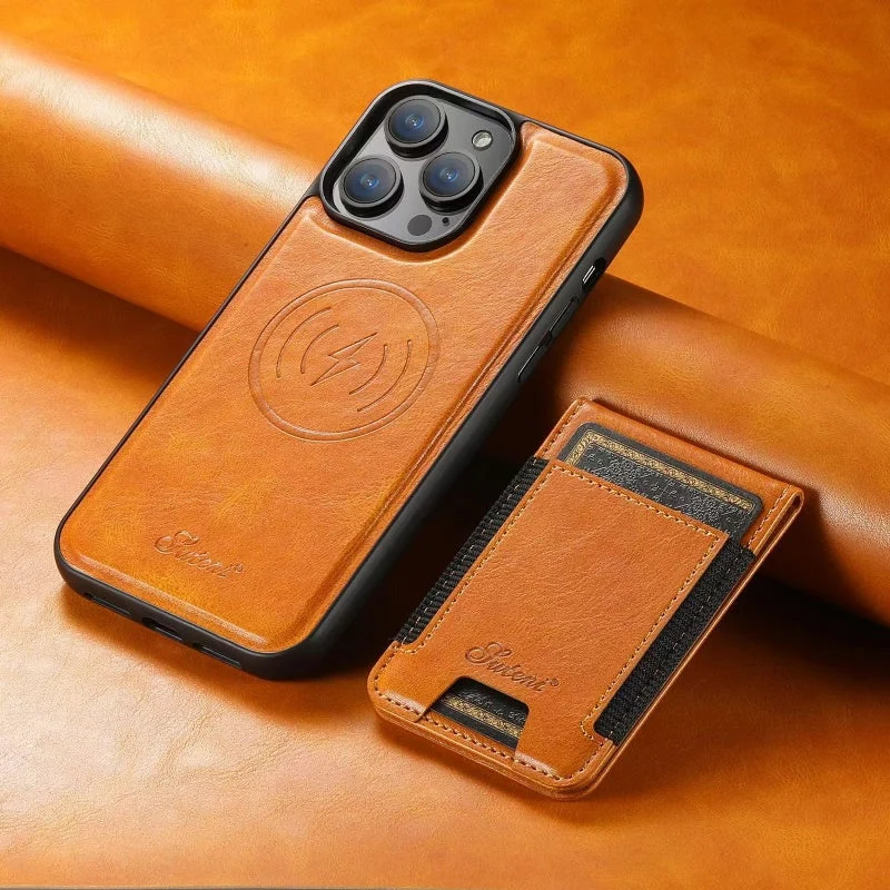 LuxCase lærveske med kortlomme og stativ – Passer for iPhone | Luvikno