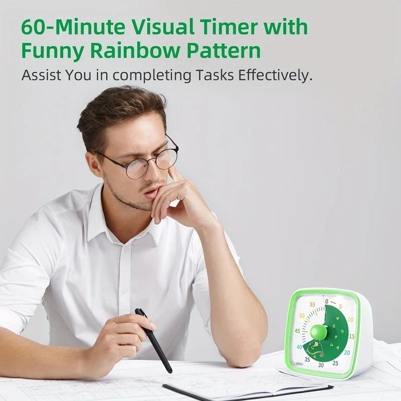Rainbow Time Management Timer – Visuell 60-minutters nedtellingsur for studie, arbeid og hjem | Luvikno