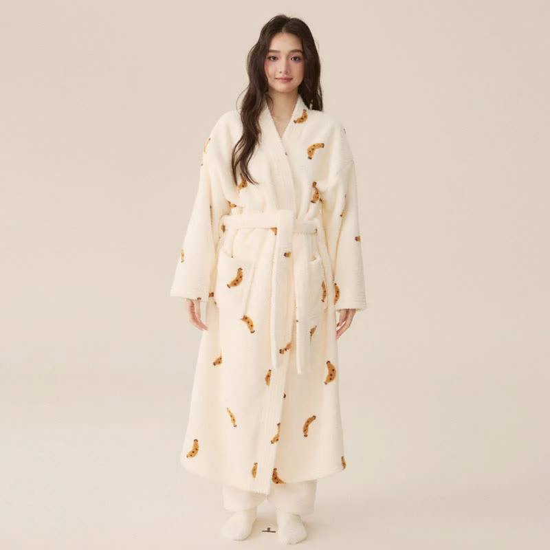 Simple Banana – Langer Winter-Fleece-Bademantel