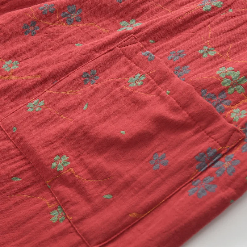 Leichter Bademantel aus Jacquard-Gaze und Baumwolle mit Blumenmuster