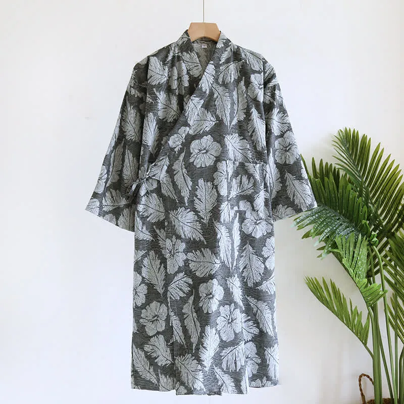 Bademantel aus Jacquard-Baumwolle im neutralen Stil