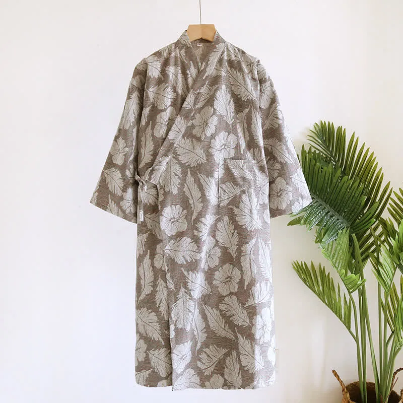 Bademantel aus Jacquard-Baumwolle im neutralen Stil
