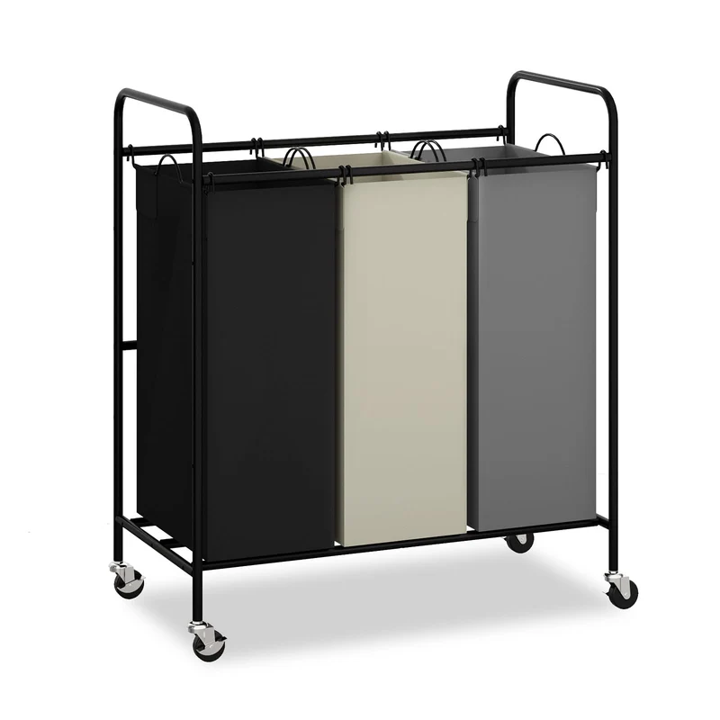 Garvee Carrello Portabiancheria con Ruote Bloccabili, Telaio in Acciaio, Sacchi Rimovibili, Ideale per Dormitori e Bagni, XL 40L, Tela Resistente