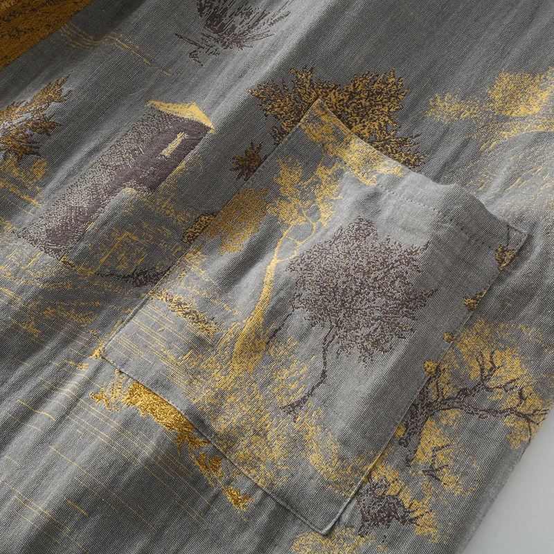 Atmungsaktiver Retro-Kimono-Bademantel aus reiner Baumwolle
