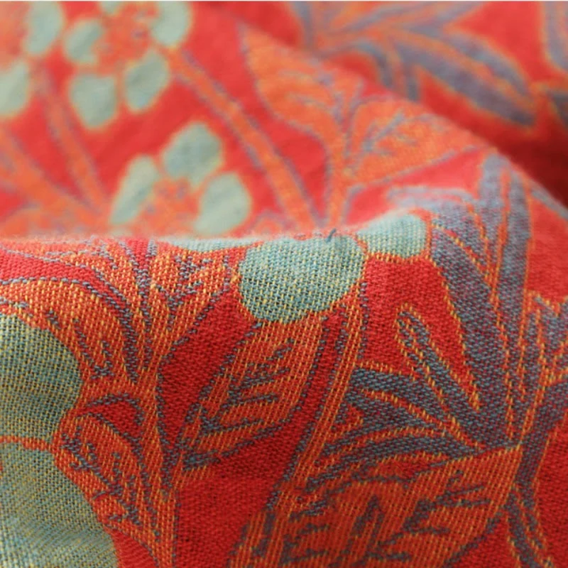 Bademantel aus Baumwolle mit Blumen-Jacquardmuster und Gürtel