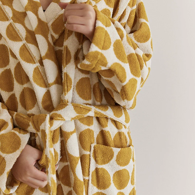 Bademantel mit Kapuze und Gürtel im Polka Dot-Design
