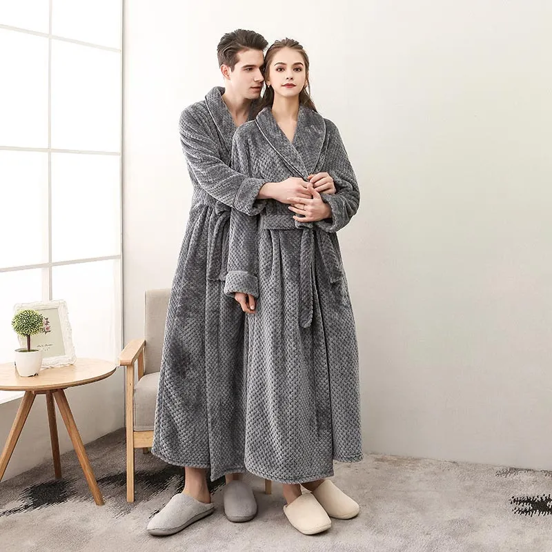 Ownkoti Puffy Fleece Pyjama Langer Bademantel