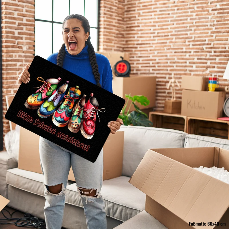 Schuhe ausziehen Fußmatte in 35x50 cm ohne Rand mit Spruch Bitte Schuhe ausziehen