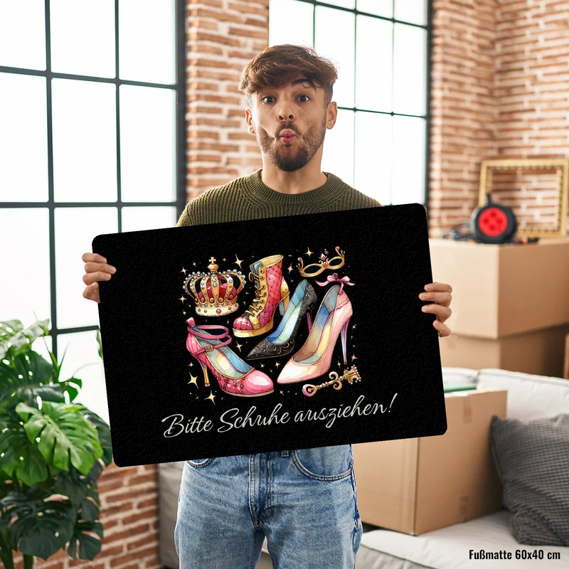 Schuhe ausziehen Fußmatte in 35x50 cm ohne Rand mit Spruch Bitte Schuhe ausziehen