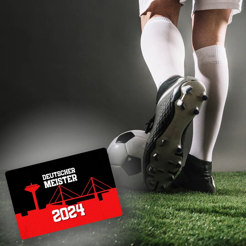 Leverkusen Fußmatte in 35x50 cm ohne Rand mit Spruch Deutscher Meister 2024