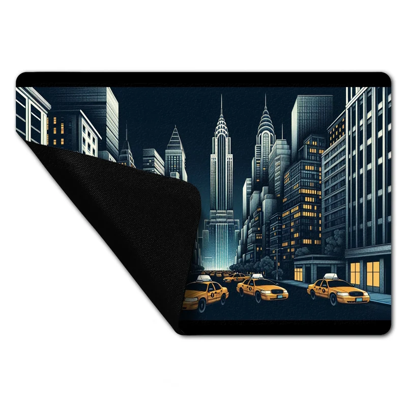 New Yorker Häuserschlucht und Taxis Fußmatte in 35x50 cm ohne Rand