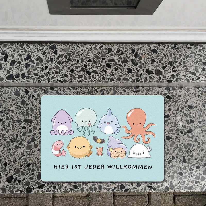 Jelly & Friends Fußmatte in 35x50 cm ohne Rand mit Spruch Hier ist jeder Willkommen