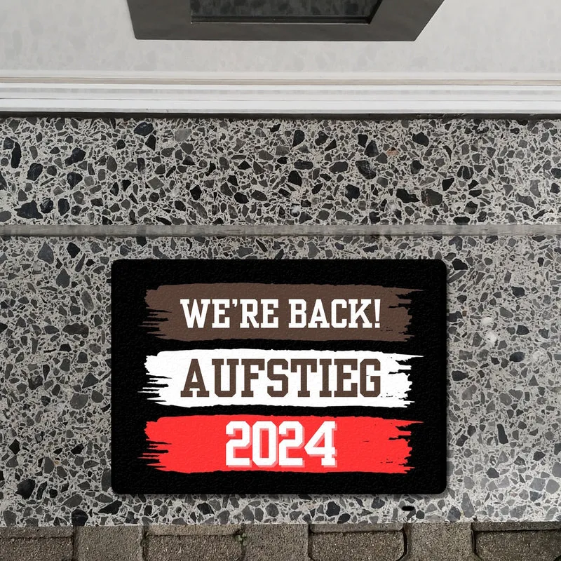 St. Pauli Aufstieg 2024 Fußmatte in 35x50 cm ohne Rand mit Spruch We're back