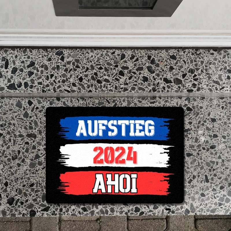 Kiel Aufstieg 2024 Fußmatte in 35x50 cm ohne Rand mit Spruch Ahoi