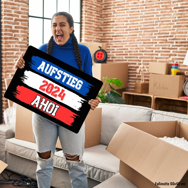 Kiel Aufstieg 2024 Fußmatte in 35x50 cm ohne Rand mit Spruch Ahoi