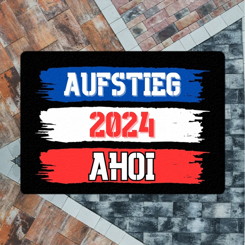 Kiel Aufstieg 2024 Fußmatte in 35x50 cm ohne Rand mit Spruch Ahoi