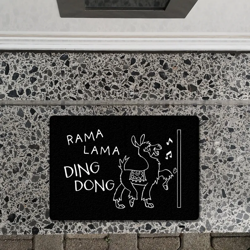 Rama Lama Ding Dong Alpaka Fußmatte in 35x50 cm ohne Rand