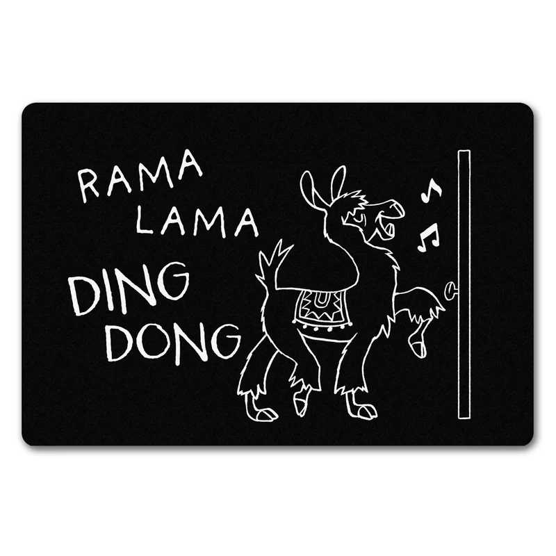 Rama Lama Ding Dong Alpaka Fußmatte in 35x50 cm ohne Rand