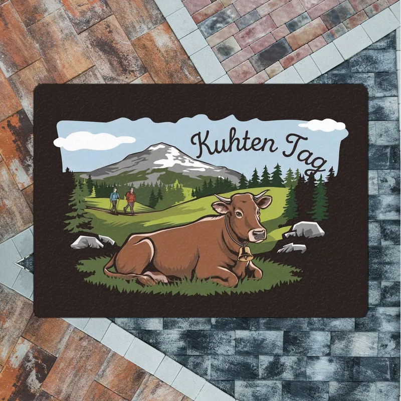 Friedliche Berglandschaft Kuhten Tag Fußmatte in 35x50 cm ohne Rand